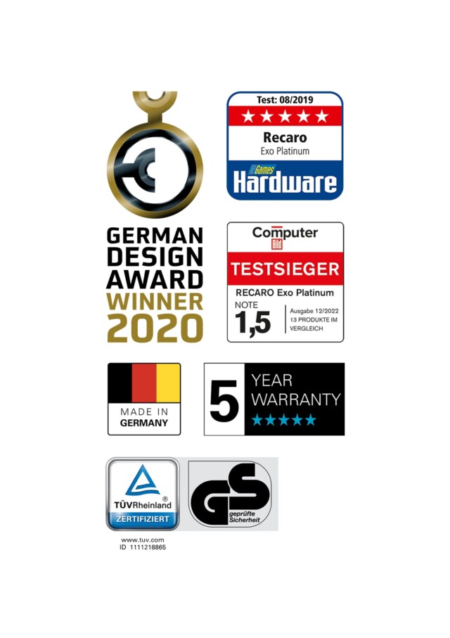 RECARO Gaming Chair Exo Seal and awards Product image